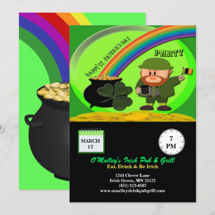 Convite Dia de São Patrício Leprechaun, Pote do Dourado 