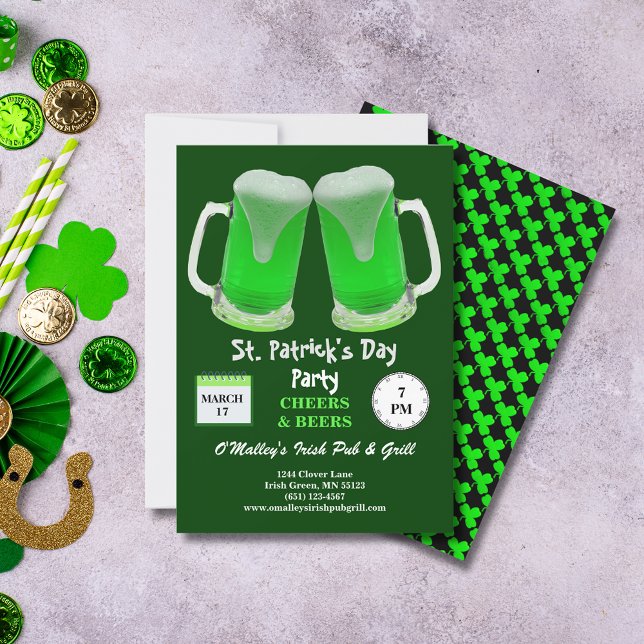 Convite Dia de São Patrício Party Green Frosty Chees (St Patrick's Day Party Green Frosty Cheers Invitation)