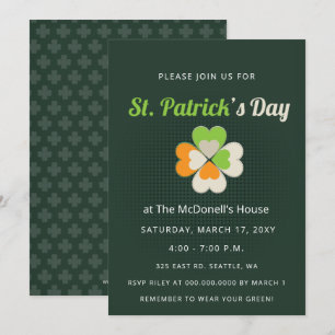Convite Dia de São Patrício Shamrock da bandeira irlande