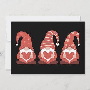 Convite Dia de São Valentim Três Gnomos Fofos Segurando Co