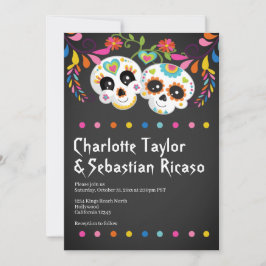 Convite Dia do Caveira do Casamento Colorido Morto
