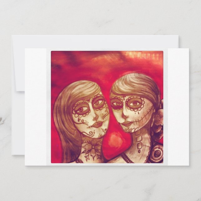 Convite dia do crânio de açúcar mexicano da festa das fest (Frente)