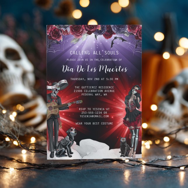 Convite Dia do Floral Morto (Day of the Dead Floral Invitation)