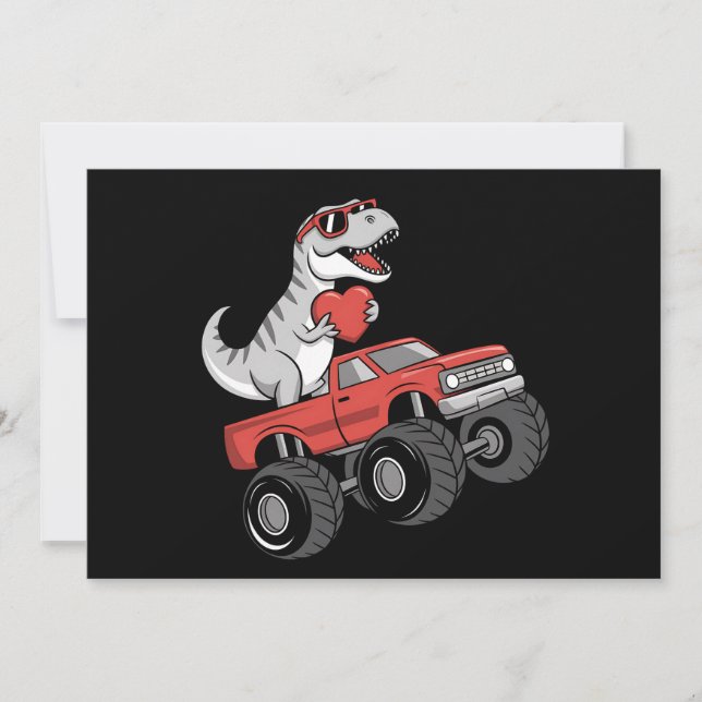 Convite Dia dos Namorados T Rex Dinossauro Pilotando Camin (Frente)