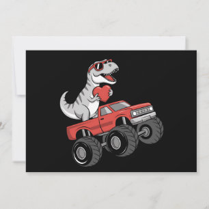 Convite Dia dos Namorados T Rex Dinossauro Pilotando Camin