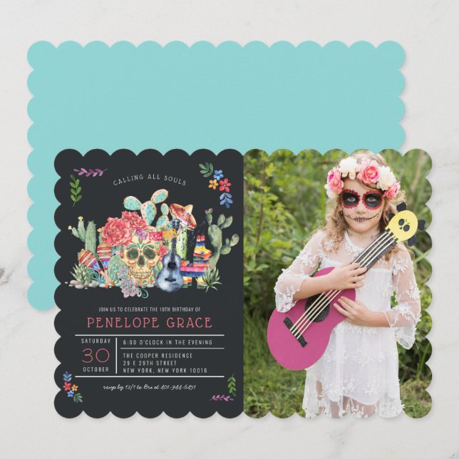 Convite Dia dos Padrões de Açúcar da Festa de aniversário  (Frente/Verso)