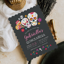 Convite Dia dos Padrões de Açúcar do Tema Morto Quinceaner
