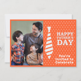 Convite Dia dos Pais Gravata Branca com Pontos Laranja Adi