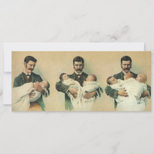 Convite Dia dos Pais Vintage Vitoriano, São Trigêmeos!