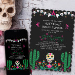 Convite Dia dos Pancos Florais Mortos Doce 16<br><div class="desc">Dia do Velho Doce 16 Convite com crânio de açúcar floral, flores de fiesta mexicanas, cacto e bunting de crânio. Doce 16 e o nome da aniversariante está escrito em ossos e tipografia peculiar. O convite também está decorado no verso e o modelo está pronto para você personalizar com seus...</div>