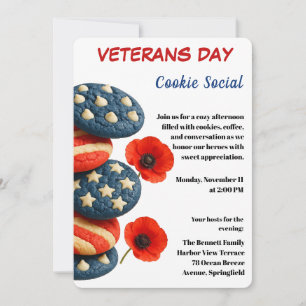 Convite Dia dos Veteranos Celebração Social de Cookies