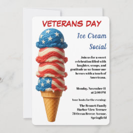 Convite Dia dos Veteranos | Festa social de sorvete