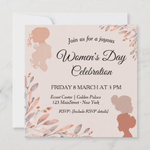 Convite Dia Internacional da Mulher Folhagem Aquarela
