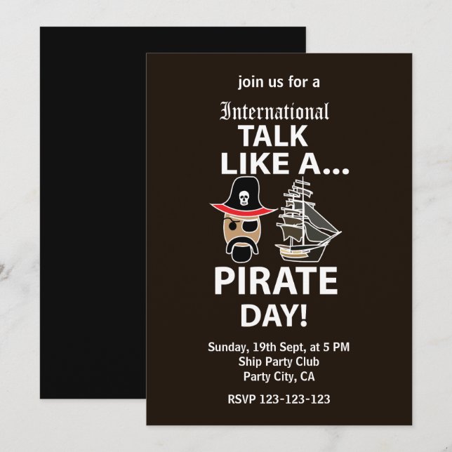 Convite Dia Internacional de Falar como um Pirata (Frente/Verso)