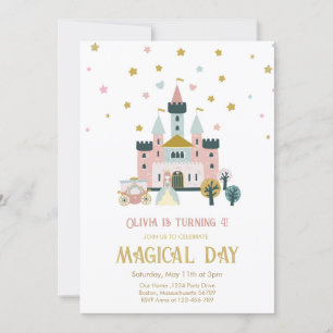 Convite Dia Mágico Menina Princesa Castelo Aniversário