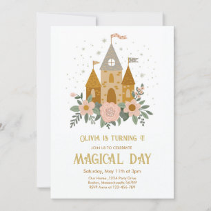 Convite Dia Mágico Princesa Castelo Aniversário Fofo