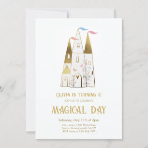 Convite Dia Mágico Princesa Castelo Menina Aniversário