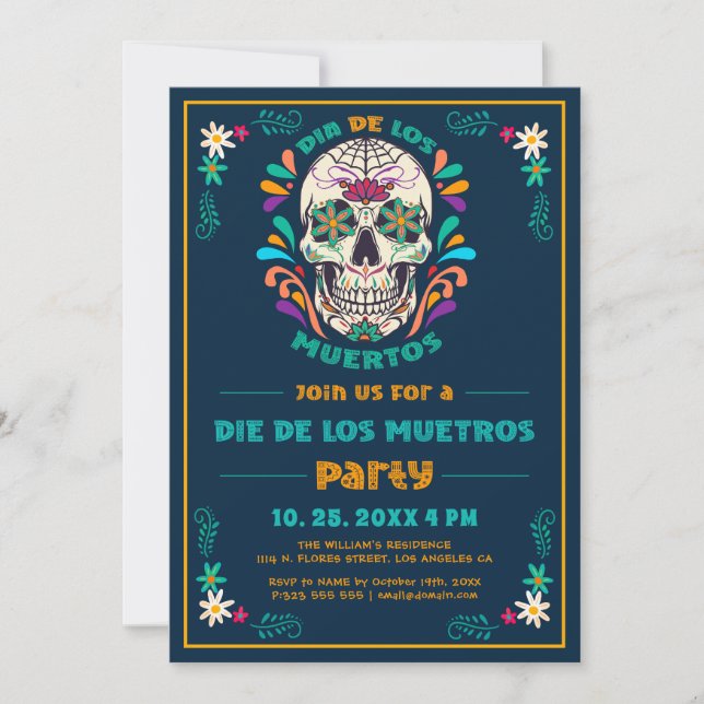 Convite Dia Mexicano da Morte, Dia De Los Muertos 2 (Frente)