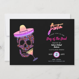 Convite Dia Moderno da Festa Morta Convida Preto Rosa