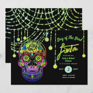 Convite Dia Moderno da Morte Festa Convida Crânio de Aç