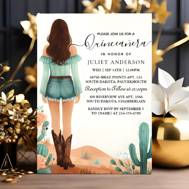 Convite Dia Natureza Barn Wood Boho Fazenda Ocidental Quin (Criador carregado)