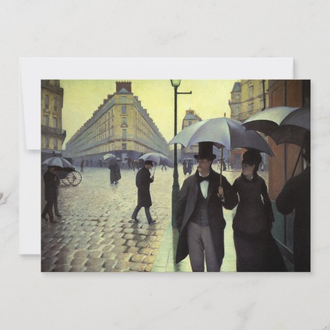 Convite Dia Rainy da Rua Paris por Gustave Caillebotte (Frente)