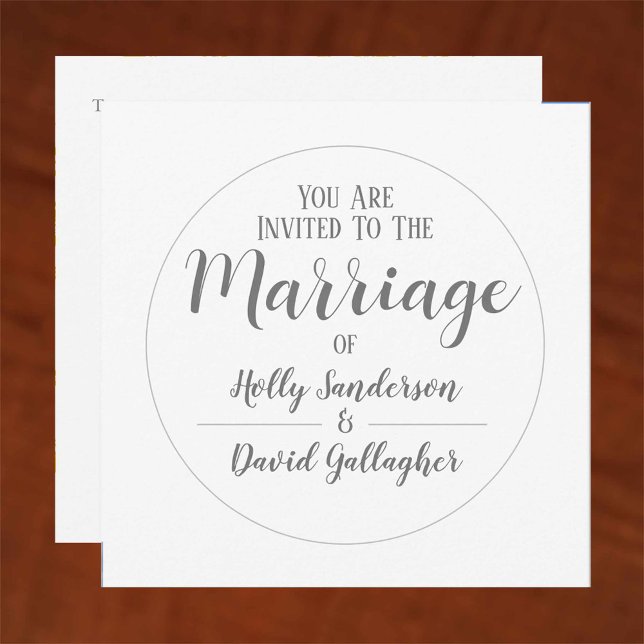 Convite Dia Simples de Cinza Prateada e Casamento Branco (Criador carregado)