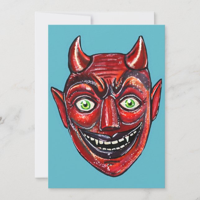 Convite Diabo Vermelho Vintage Halloweenies  (Frente)