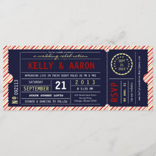 Convite diagonal do casamento da listra do bilhete