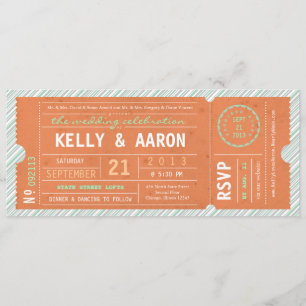 Convite diagonal do casamento da listra do bilhete