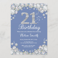 Diamante aniversário de 21 anos Azul e Prata