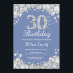 Convite Diamante aniversário de 30 anos Azul e Prata<br><div class="desc">Convite para aniversário de 30 anos. Diamante de Rhinestone Azul e Prateado. Convite para o Elegante Birthday Bash. Aniversário Adulto. Aniversário das mulheres. Homens Aniversário.
Para mais personalização,  clique no botão "Personalizar" e use a ferramenta design para modificar este modelo.</div>
