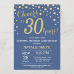 Convite Diamante aniversário de 30 anos de Surpresa Azul e<br><div class="desc">Convite para aniversário de 30 anos surpresa com fundo de diamante azul e Dourado brilhante. Dourado Confetti. Aniversário Adulto. Homens ou Mulheres Aniversário.
Para mais personalização,  clique no botão "Personalizar" e use a ferramenta design para modificar este modelo.</div>