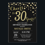 Convite Diamante aniversário de 30 anos preto e Dourado<br><div class="desc">aniversário de 30 anos com fundo de diamante preto e brilhante Dourado. Dourado Confetti. Aniversário Adulto. Homens ou Mulheres Aniversário.
Para mais personalização,  clique no botão "Personalizar" e use a ferramenta design para modificar este modelo.</div>