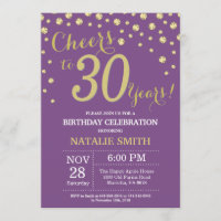Diamante aniversário de 30 anos roxo e Dourado