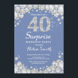 Convite Diamante aniversário de 40 anos Azul de Prata Surp<br><div class="desc">Convite para aniversário de 40 anos surpresa. Fundo Vermelho de Diamante Vermelho de Rhinestone Azul e Prateado. Convite para o Elegante Birthday Bash. Aniversário Adulto. Aniversário das mulheres. Homens Aniversário.
Para mais personalização,  clique no botão "Personalizar" e use a ferramenta design para modificar este modelo.</div>
