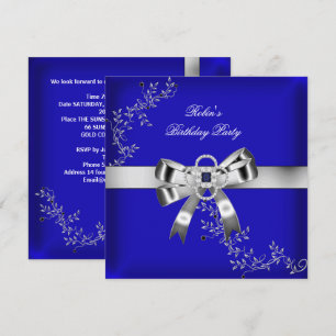 Convite Diamante Azul Royal Jóia Arco Prata