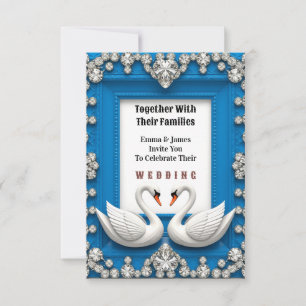 Convite 💍 Diamante Cisne Coração Moldura Romântico