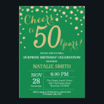 Convite Diamante de 50º aniversário da Surpresa Verde e Do<br><div class="desc">Surpreenda o 50º Convite de Aniversário com o Fundo Verde e Dourado do Diamante Glitter. Dourado Confetti. Aniversário Adulto. Homens ou Mulheres Aniversário. Para mais personalização,  clique no botão "Personalizar" e use a ferramenta design para modificar este modelo.</div>