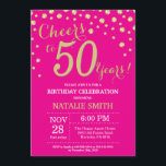 Convite Diamante de 50º aniversário, rosa quente e Dourado<br><div class="desc">50º Convite de Aniversário com Fundo de Diamante Rosa Quente e Dourado. Dourado Confetti. Aniversário Adulto. Homens ou Mulheres Aniversário.
Para mais personalização,  clique no botão "Personalizar" e use a ferramenta design para modificar este modelo.</div>