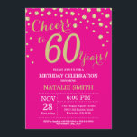 Convite Diamante de 60 anos, rosa quente e Dourado<br><div class="desc">60º Convite de Aniversário com Fundo de Diamante Rosa Quente e Dourado. Dourado Confetti. Aniversário Adulto. Homens ou Mulheres Aniversário.
Para mais personalização,  clique no botão "Personalizar" e use a ferramenta design para modificar este modelo.</div>