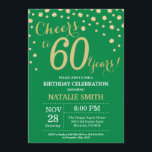 Convite Diamante de 60 anos verde e Dourado<br><div class="desc">60º Convite de Aniversário com Fundo de Diamante Verde e Dourado. Dourado Confetti. Aniversário Adulto. Homens ou Mulheres Aniversário. Para mais personalização,  clique no botão "Personalizar" e use a ferramenta design para modificar este modelo.</div>
