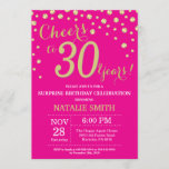 Convite Diamante de aniversário de 30 anos de Surpresa Ros<br><div class="desc">Convite para aniversário de 30 anos de surpresa com tela de fundo de diamante rosa quente e brilhante Dourado. Dourado Confetti. Aniversário Adulto. Homens ou Mulheres Aniversário. Para mais personalização,  clique no botão "Personalizar" e use a ferramenta design para modificar este modelo.</div>