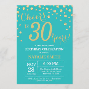Convite Diamante de aniversário de 30 anos Dourado e Teto