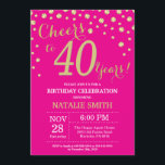 Convite Diamante de aniversário de 40 anos rosa e Dourado<br><div class="desc">aniversário de 40 anos com fundo de diamante rosa quente e brilhante Dourado. Dourado Confetti. Aniversário Adulto. Homens ou Mulheres Aniversário.
Para mais personalização,  clique no botão "Personalizar" e use a ferramenta design para modificar este modelo.</div>