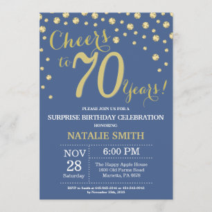 Convite Diamante de aniversário de 70 de Surpresa Azul e D