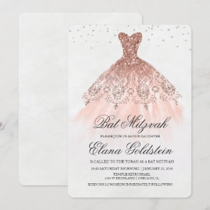 Convite Diamante de Bat Mitzvah com Brilho