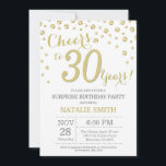 Convite Diamante de Glitter Dourado aniversário de 30 anos<br><div class="desc">Surpreenda o aniversário de 30 anos com Dourado fundo de diamante Glitter. Dourada Confetti. Aniversário Adulto. Homens ou Mulheres Aniversário. Para mais personalização,  clique no botão "Personalizar" e use nossa ferramenta de design para modificar este modelo.</div>