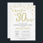 Convite Diamante de Glitter Dourado aniversário de 30 anos<br><div class="desc">Surpreenda o aniversário de 30 anos com Dourado fundo de diamante Glitter. Dourada Confetti. Aniversário Adulto. Homens ou Mulheres Aniversário. Para mais personalização,  clique no botão "Personalizar" e use nossa ferramenta de design para modificar este modelo.</div>