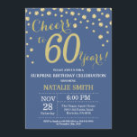 Convite Diamante de Nascimento do 60º aniversário da Surpr<br><div class="desc">Surpreenda o 60º Convite de Aniversário com Fundo de Diamante Azul e Dourado. Dourado Confetti. Aniversário Adulto. Homens ou Mulheres Aniversário.
Para mais personalização,  clique no botão "Personalizar" e use a ferramenta design para modificar este modelo.</div>